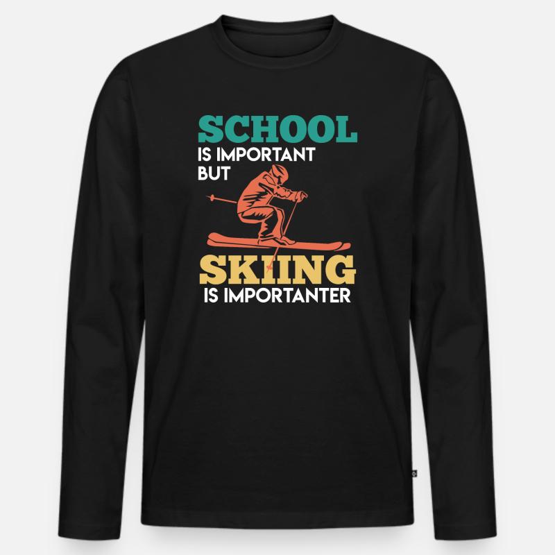 Skifahrer Spruch Skiurlaub - Männer Premium Bio Langarmshirt - Schwarz