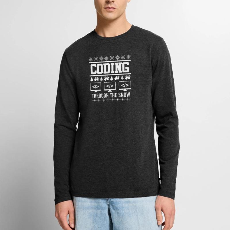 Coder Ugly Christmas Christmas Coding through Men's Premium Organic Long Sleeve Shirt