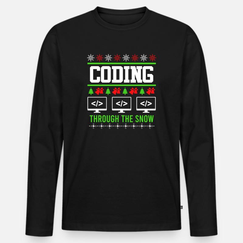 Programmeur Noël Ugly Christmas Coding - T-shirt manches longues Premium bio Homme - noir