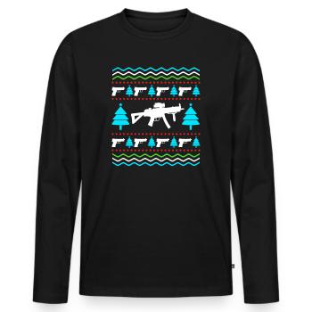Weihnachten Pistolen Ugly Christmas Waffenschein - Männer Premium Bio Langarmshirt - Schwarz - Vorne - Nico (187cm)