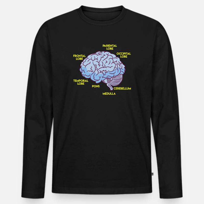 Anatomie eines Gehirns - Männer Premium Bio Langarmshirt - Schwarz