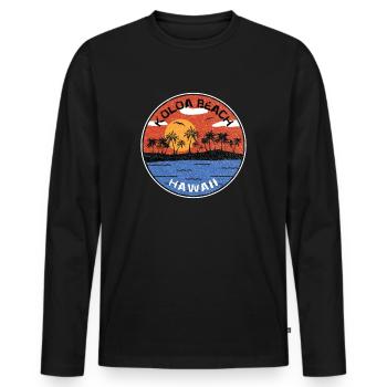 Coucher de soleil Kōloa Beach Hawaii - T-shirt manches longues Premium bio Homme - noir - Devant - Nico (187cm)