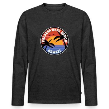 Kalaepa’Akai Beach Hawaii Sunrise - T-shirt manches longues Premium bio Homme - anthracite chiné - Devant - Nico (187cm)