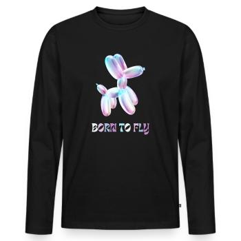 Ballon dog Born to fly - Men's Premium Organic Long Sleeve Shirt - black - Front - Nico (187cm)