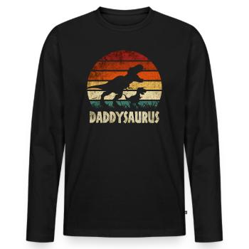 DADDYSAURUS - Männer Premium Bio Langarmshirt - Schwarz - Vorne - Nico (187cm)