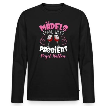 Mädels Egal Was Passiert Pegel Halten - Männer Premium Bio Langarmshirt - Schwarz - Vorne - Nico (187cm)