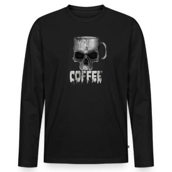 Heavy metal punk coffee skull - Men's Premium Organic Long Sleeve Shirt - black - Front - Nico (187cm)