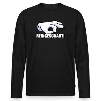 reingeschaut comic hand Spiel hauen - Männer Premium Bio Langarmshirt - Schwarz - Vorne - Nico (187cm)