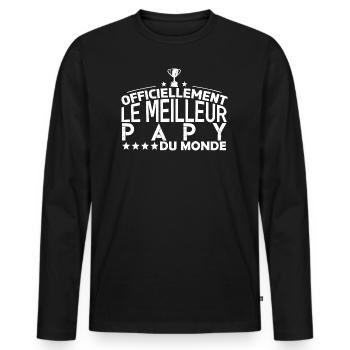 Papy Cadeau pour papy Anniversaire papy Papa - T-shirt manches longues Premium bio Homme - noir - Devant - Nico (187cm)