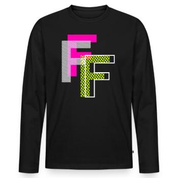 F Buchstabe - Männer Premium Bio Langarmshirt - Schwarz - Vorne - Nico (187cm)