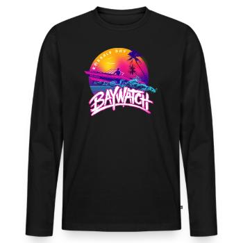 Baywatch Boat Emerald Bay - Men's Premium Organic Long Sleeve Shirt - black - Front - Nico (187cm)