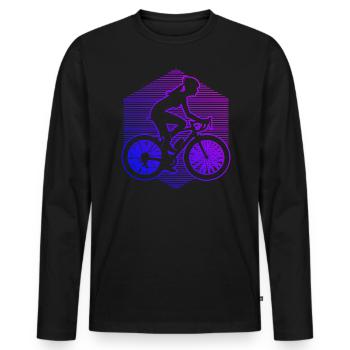 Radfahrer Fahrradfahren Fahrrad Radeln - Männer Premium Bio Langarmshirt - Schwarz - Vorne - Nico (187cm)