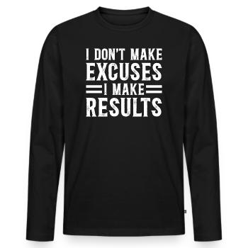 Pas D'Excuses Des Résultats - Citation Inspirante - T-shirt manches longues Premium bio Homme - noir - Devant - Nico (187cm)