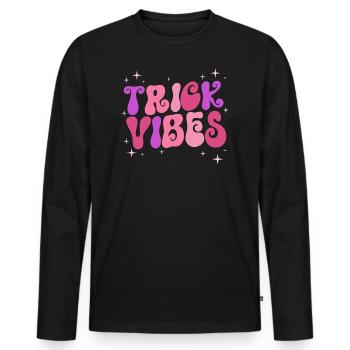 Trick Vibes Joke Funny Halloween - Men's Premium Organic Long Sleeve Shirt - black - Front - Nico (187cm)
