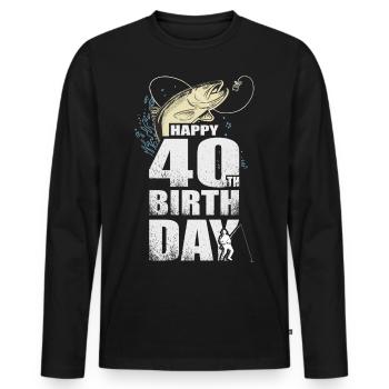 Fisherman's Gift Happy 40th Birthday 40th Birthday - Men's Premium Organic Long Sleeve Shirt - black - Front - Nico (187cm)
