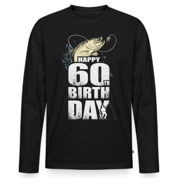Cadeau du pêcheur Joyeux 60e anniversaire 60e anniversaire - T-shirt manches longues Premium bio Homme - noir - Devant - Nico (187cm)