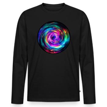 TIME TRAVEL - Men's Premium Organic Long Sleeve Shirt - black - Front - Nico (187cm)