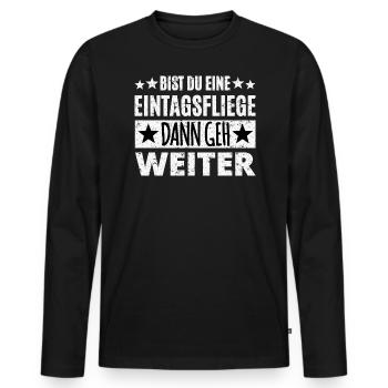 Spruch Eintagsfliege - Männer Premium Bio Langarmshirt - Schwarz - Vorne - Nico (187cm)
