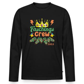 Équipage du carnaval 2023 | Paon et couronne - T-shirt manches longues Premium bio Homme - noir - Devant - Nico (187cm)