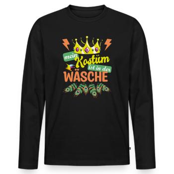 Mein Kostüm ist in der Wäsche | Fasching Pfau - Männer Premium Bio Langarmshirt - Schwarz - Vorne - Nico (187cm)