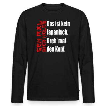 Das ist kein Japanisch. [red / white] - Männer Premium Bio Langarmshirt - Schwarz - Vorne - Nico (187cm)