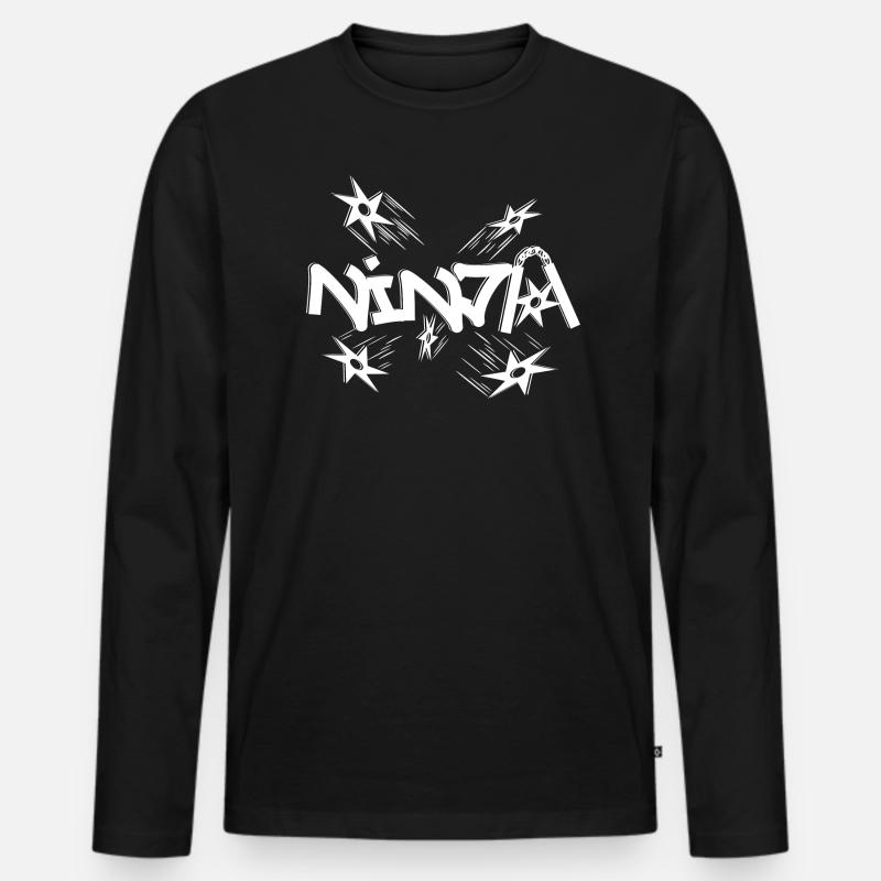 Ninja - Männer Premium Bio Langarmshirt - Schwarz