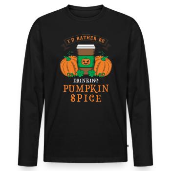Je préfère boire des épices à la citrouille - T-shirt manches longues Premium bio Homme - noir - Devant - Nico (187cm)