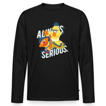 5 Rue Sésame Always Serious - T-shirt manches longues Premium bio Homme - noir - Devant - Nico (187cm)