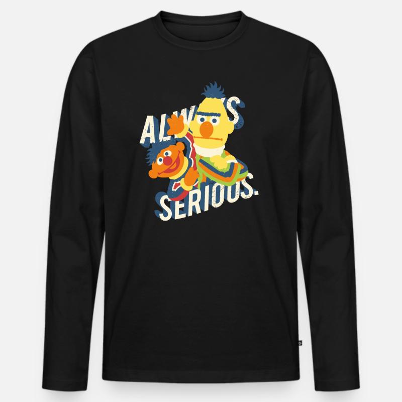 Sesamstraße Always Serious - Männer Premium Bio Langarmshirt - Schwarz