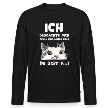 Ich beobachte Dich schon eine ganze Weile - Männer Premium Bio Langarmshirt - Schwarz - Vorne - Nico (187cm)