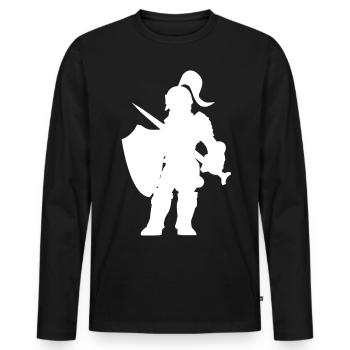"Fantasy Rollenspiel - Ritter Silhouetten Design - Männer Premium Bio Langarmshirt - Schwarz - Vorne - Nico (187cm)