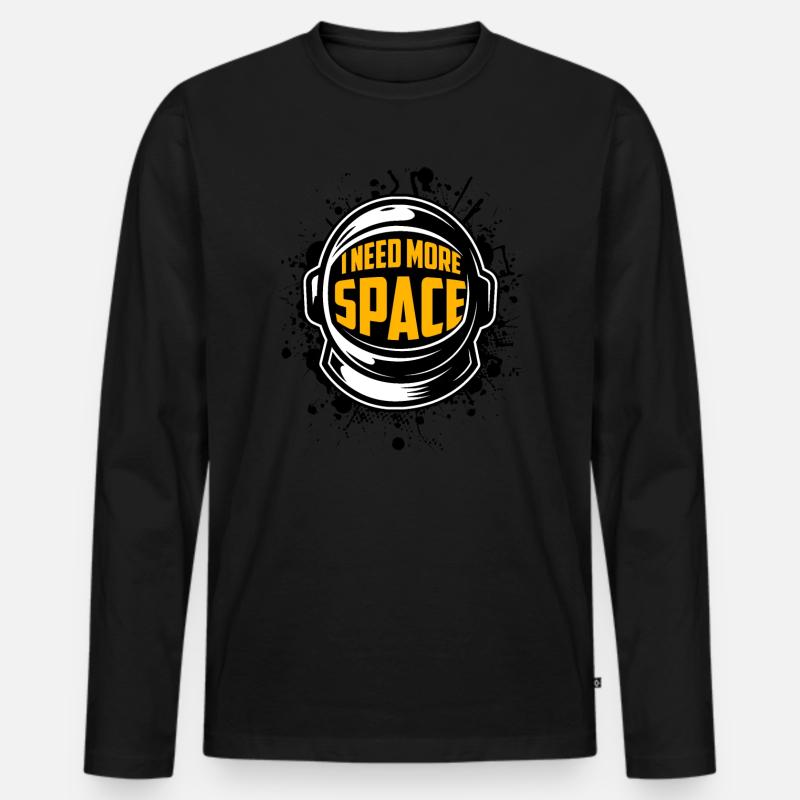 Space - Männer Premium Bio Langarmshirt - Schwarz