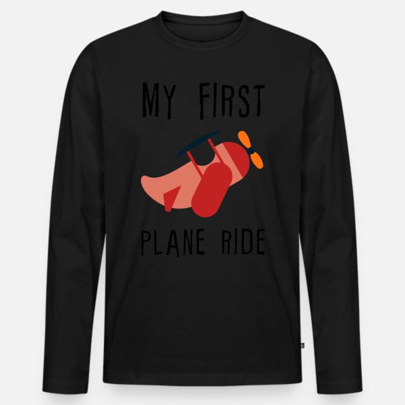 My First Plane Ride 4 - Männer Premium Bio Langarmshirt - Schwarz
