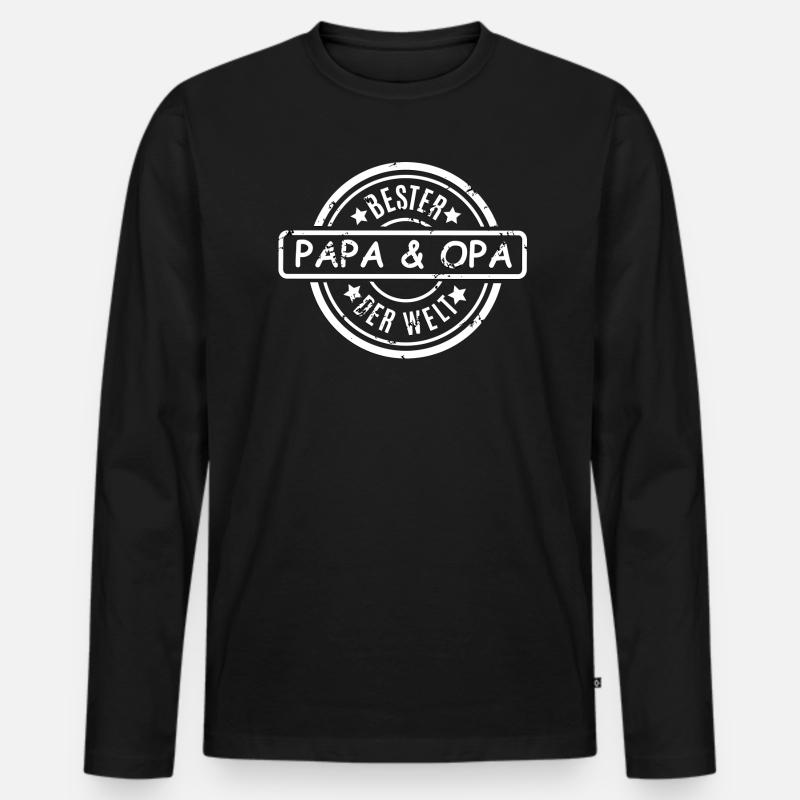 Bester Papa Opa der Welt - Männer Premium Bio Langarmshirt - Schwarz