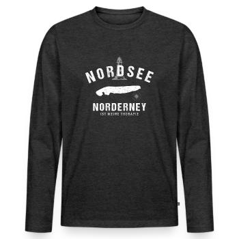 Norderney Thérapie - T-shirt manches longues Premium bio Homme - anthracite chiné - Devant - Nico (187cm)