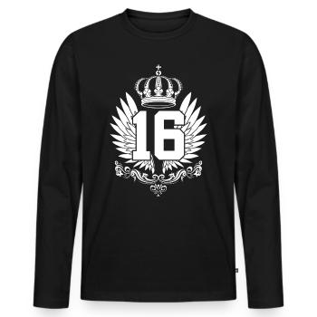 16ÈME ANNIVERSAIRE 16 ANS - T-shirt manches longues Premium bio Homme - noir - Devant - Nico (187cm)