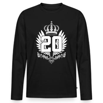 20E ANNIVERSAIRE 20 ANS - T-shirt manches longues Premium bio Homme - noir - Devant - Nico (187cm)
