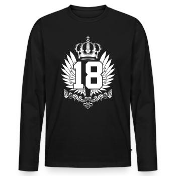 18. GEBURTSTAG 18 JAHRE - Männer Premium Bio Langarmshirt - Schwarz - Vorne - Nico (187cm)