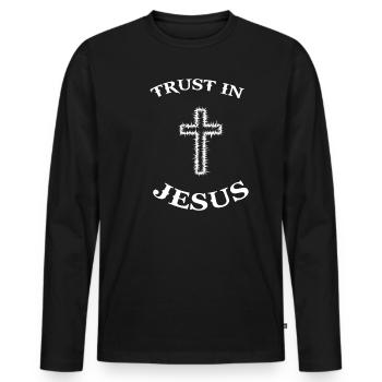 Jesus Christus Messias Religion Erlöser Gott - Männer Premium Bio Langarmshirt - Schwarz - Vorne - Nico (187cm)