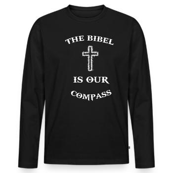 Bible Croix Christianisme Religion Jésus-Christ - T-shirt manches longues Premium bio Homme - noir - Devant - Nico (187cm)