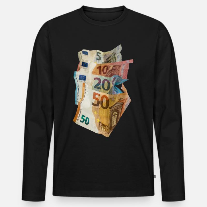 Euro-Geldscheine - Männer Premium Bio Langarmshirt - Schwarz