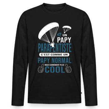 PAPY PARAPENTISTE cadeau parapente - T-shirt manches longues Premium bio Homme - noir - Devant - Nico (187cm)