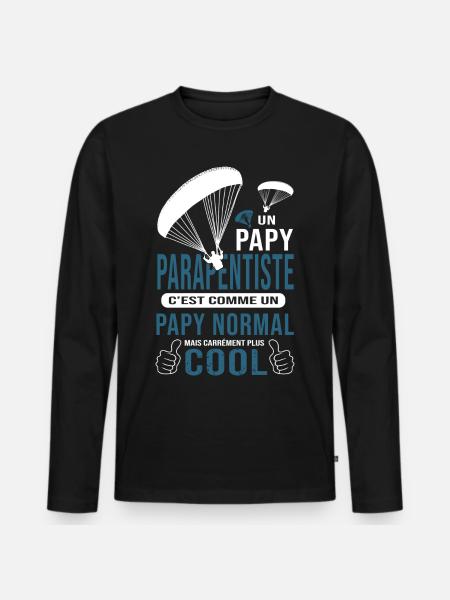 PAPY PARAPENTISTE cadeau parapente - T-shirt manches longues Premium bio Homme - noir