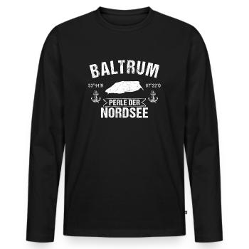 Baltrum Nordsee Ostfriesische Insel - Männer Premium Bio Langarmshirt - Schwarz - Vorne - Nico (187cm)