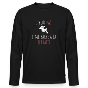 j'peux pas j'me barre a la retraite cadeau humour - T-shirt manches longues Premium bio Homme - noir - Devant - Nico (187cm)