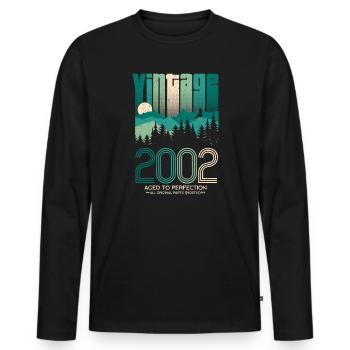 Millésime 2002 20ème anniversaire Vingt ans - T-shirt manches longues Premium bio Homme - noir - Devant - Nico (187cm)