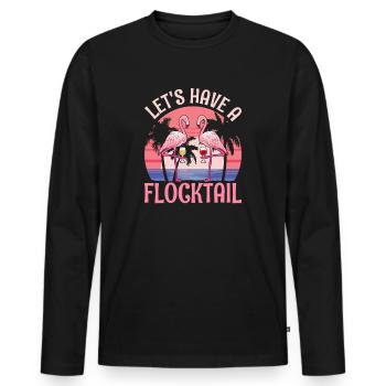 Lass uns einen Flockschwanz haben - Flamingo - Männer Premium Bio Langarmshirt - Schwarz - Vorne - Nico (187cm)