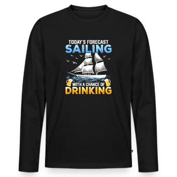 Voile voilier océan bateau bière cadeau - T-shirt manches longues Premium bio Homme - noir - Devant - Nico (187cm)
