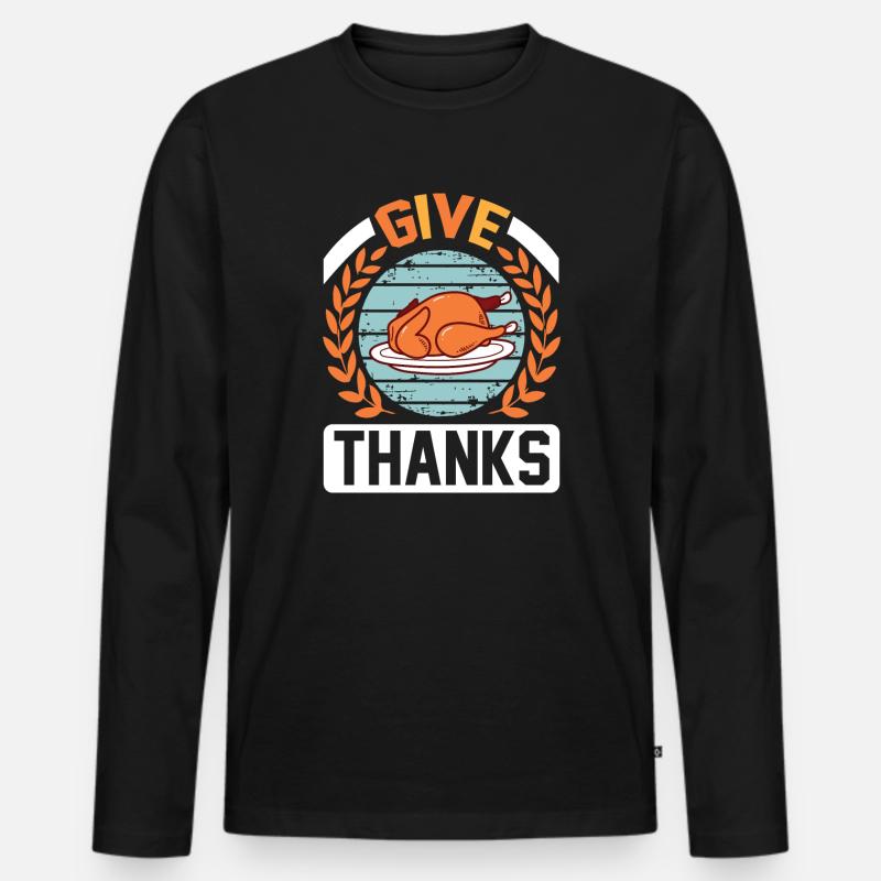 Danksagen - Männer Premium Bio Langarmshirt - Schwarz