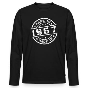 Année de naissance Anniversaire Né en - Fabriqué en 1967 - T-shirt manches longues Premium bio Homme - noir - Devant - Nico (187cm)